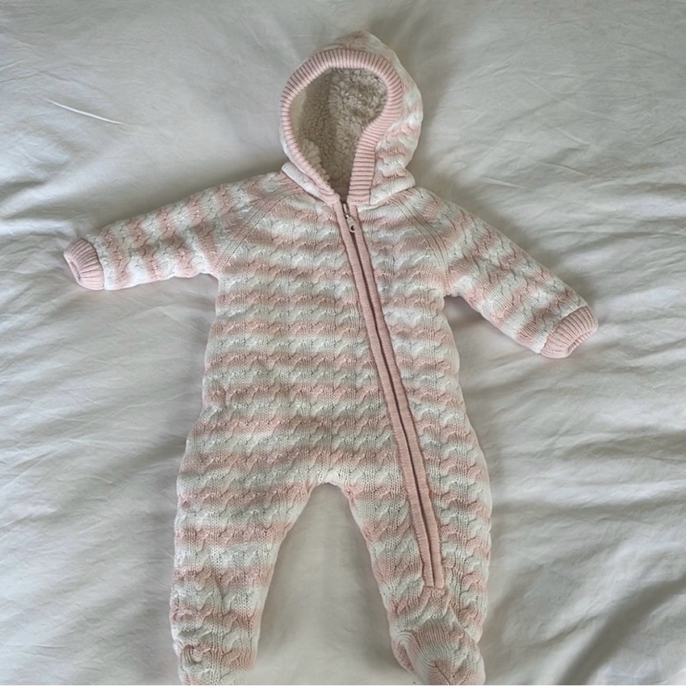 Angel Dear Pink and White Hooded Footie